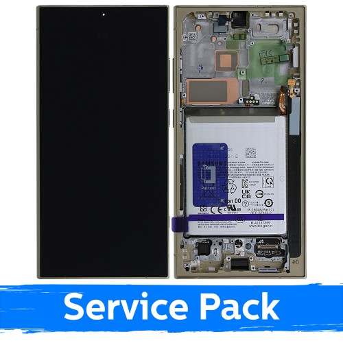 LCD ekranas suderinamas su Samsung S928 S24 Ultra su rėmeliu / Titanium Yellow / (Service Pack) +SU BATERIJA