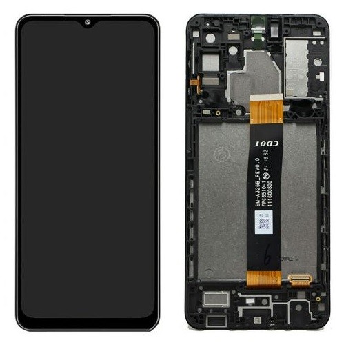 Ekranas Samsung A326 A32 5G 2021 su lietimui jautriu stikliuku ir rėmeliu Black originalus (service pack)