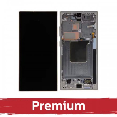 LCD ekranas suderinamas su Samsung S928 S24 Ultra su rėmeliu / Titano juodas / OEM