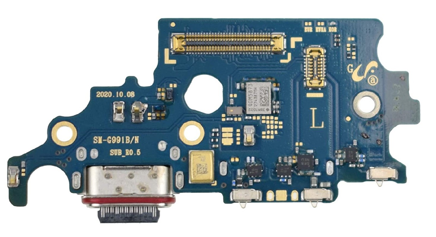 Lanksčioji jungtis Samsung G991 S21 su įkrovimo kontaktu, mikrofonu, SIM lizdu originali (service pack)