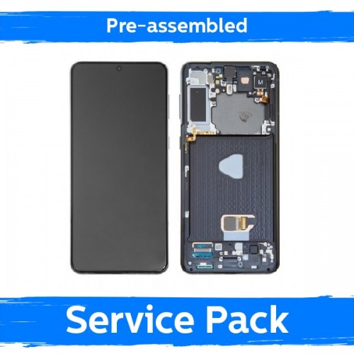 LCD ekranas suderinamas su Samsung G996 S21 Plus su rėmeliu / Phantom Violet / (Iš anksto surinktas Service Pack)