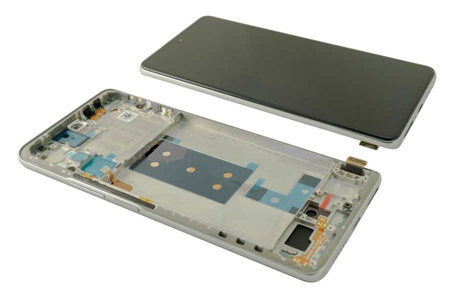 Ekranas Xiaomi 11T Pro 5G su lietimui jautriu stikliuku ir rėmeliu Moonlight White/Silver originalus (service pack)