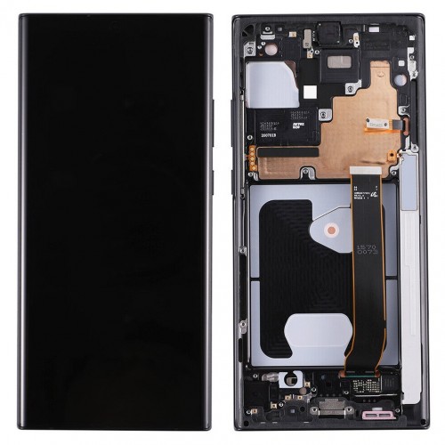 LCD ekranas suderinamas su Samsung N985 (N986) Note 20 Ultra su rėmeliu / Mistiška juoda / HQ