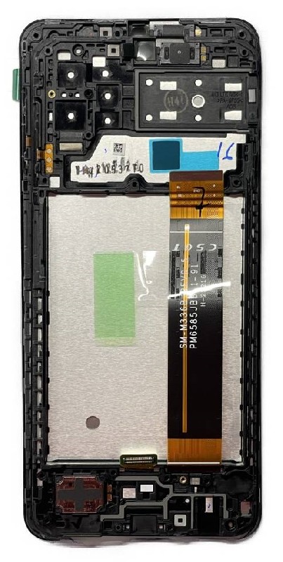 Ekranas Samsung A137 A13 2022 su lietimui jautriu stikliuku ir rėmeliu Black originalus (service pack)