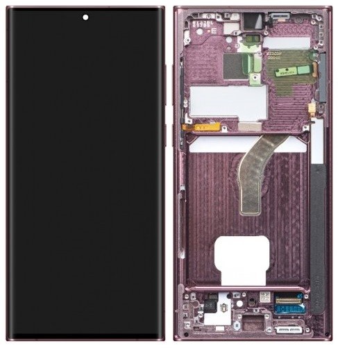 Ekranas Samsung S908 S22 Ultra su lietimui jautriu stikliuku ir rėmeliu Burgundy originalus (service pack)