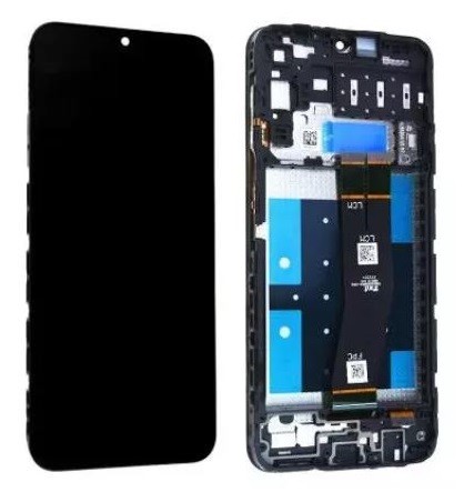 Ekranas Samsung A145 A14 4G 2023 su lietimui jautriu stikliuku ir rėmeliu Black originalus (service pack)