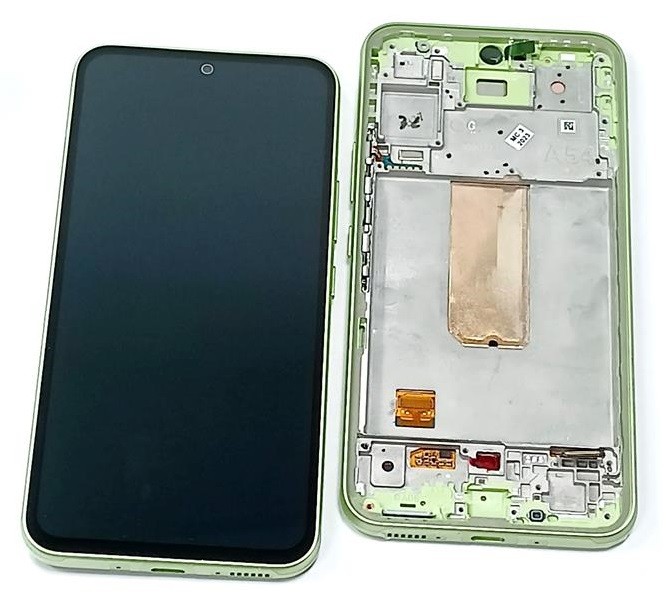 Ekranas Samsung A546 A54 5G 2023 su lietimui jautriu stikliuku ir rėmeliu Lime originalus (assembled service pack)