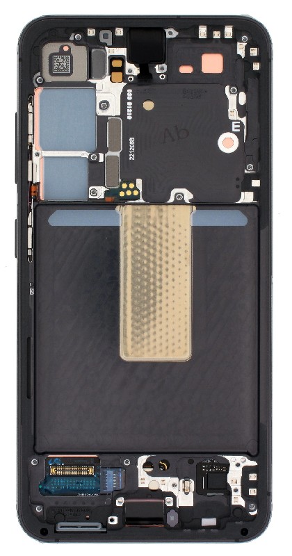 Ekranas Samsung S911 S23 5G su lietimui jautriu stikliuku ir rėmeliu Phantom Black originalus (service pack)