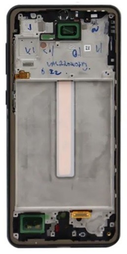 Ekranas Samsung A336 A33 5G 2022 su lietimui jautriu stikliuku ir rėmeliu Black OLED (real size)