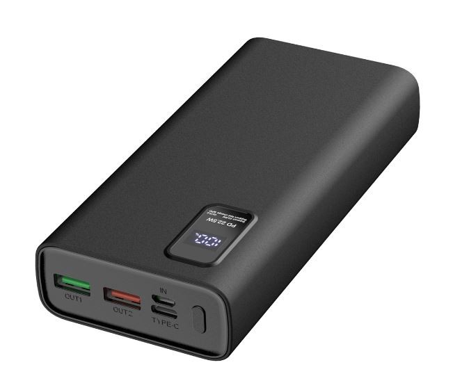 Išorinė baterija POWER BANK Platinet 20000mAh (2xUSB; 1xType-C; QC3.0 22,5W) juoda