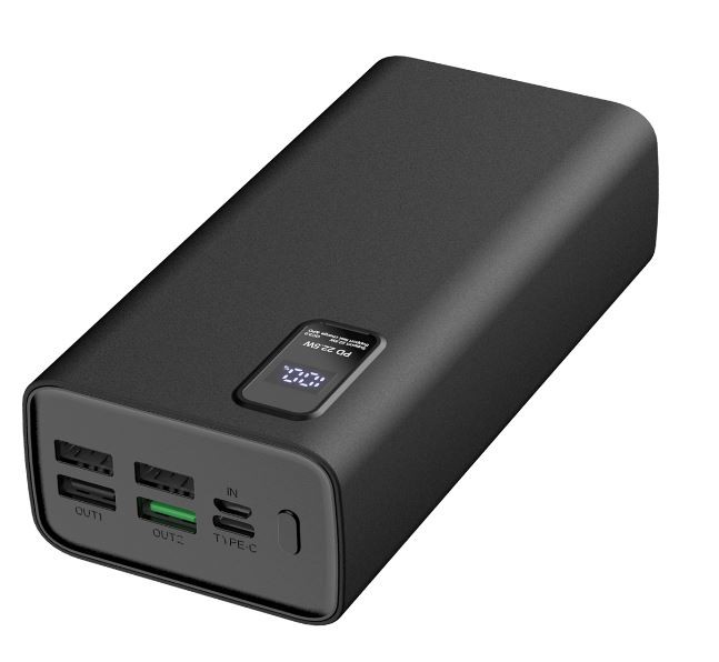 Išorinė baterija POWER BANK Platinet 30000mAh (4xUSB; 1xType-C; QC3.0 22,5W) juoda