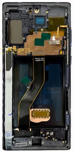 Ekranas Samsung N975 Note 10 Plus/N976 Note 10 Plus 5G su lietimui jautriu stikliuku ir rėmeliu Black OLED (real size)