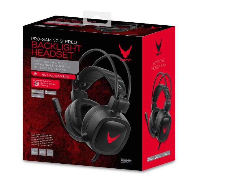 Laisvų rankų įranga VARR GAMING VH6020 su mikrofonu (RGB 3,5mm) juoda