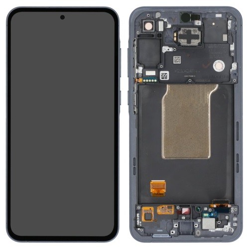 Ekranas Samsung A556 A55 5G su lietimui jautriu stikliuku ir rėmeliu Awesome Navy originalus (assembled service pack)