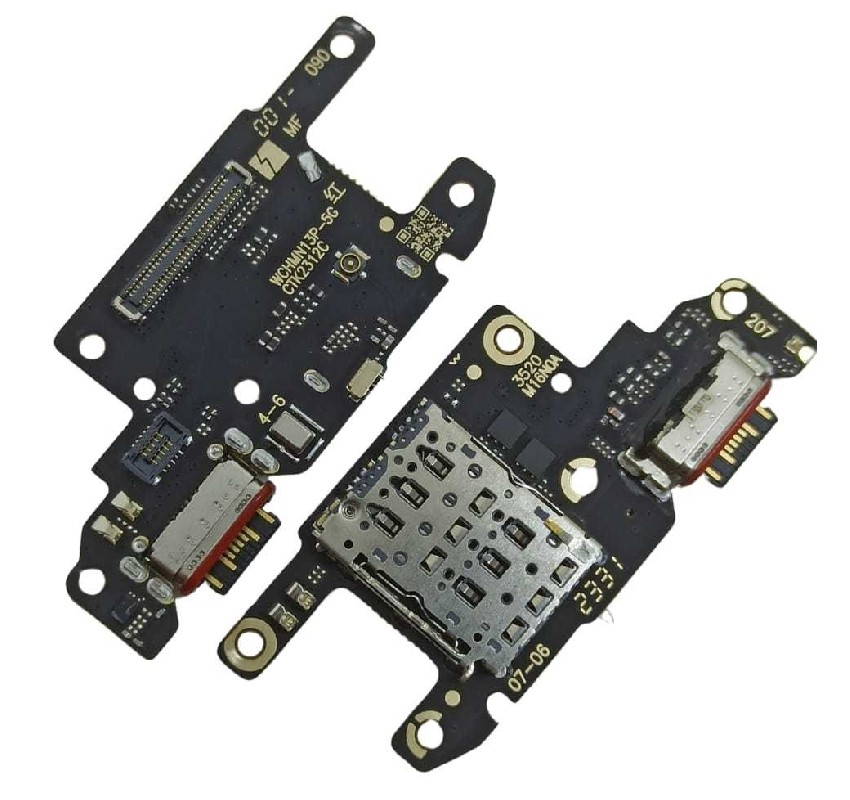 Lanksčioji jungtis Xiaomi Redmi Note 13 Pro 5G/Poco X6 5G su įkrovimo kontaktu ir mikrofonu, SIM kortelės kontaktu originali (service pack)