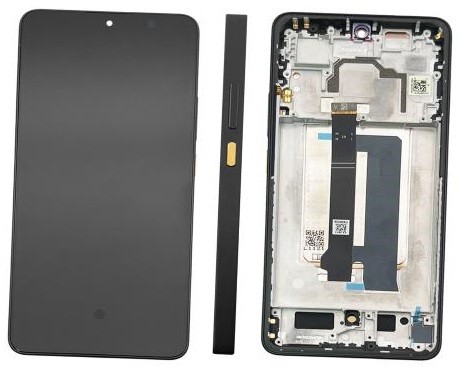 Ekranas Xiaomi Poco X6 Pro 5G su lietimui jautriu stikliuku ir rėmeliu Yellow originalus (service pack)