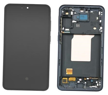 Ekranas Samsung A556 A55 5G su lietimui jautriu stikliuku ir rėmeliu Navy OLED (real size)