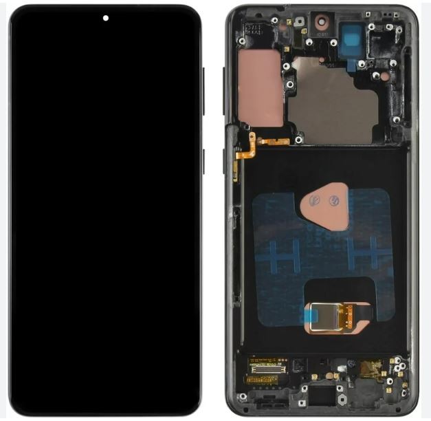 Ekranas Samsung G996 S21 Plus su lietimui jautriu stikliuku ir rėmeliu Phantom Black OLED (real size)