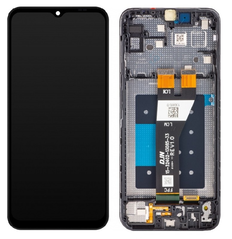 Ekranas Samsung A146 A14 5G 2023 su lietimui jautriu stikliuku ir rėmeliu Black originalus (used Grade A)