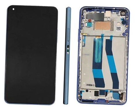 Ekranas Xiaomi 11 Lite 5G NE su lietimui jautriu stikliuku ir rėmeliu Blue originalus (service pack)