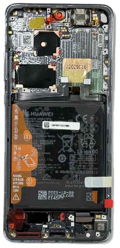 Ekranas Huawei P50 PRO su lietimui jautriu stikliuku ir rėmeliu ir baterija Golden Black originalus (service pack)