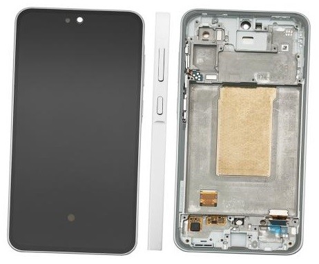 Ekranas Samsung A366 A36 5G su lietimui jautriu stikliuku ir rėmeliu Awesome White originalus (assembled service pack)