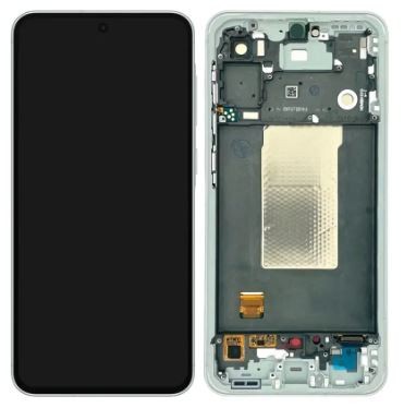 Ekranas Samsung A566 A56 5G su lietimui jautriu stikliuku ir rėmeliu Awesome Olive originalus (assembled service pack)