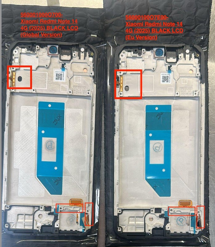 Ekranas Xiaomi Redmi Note 14 4G (Global) su lietimui jautriu stikliuku ir rėmeliu Midnight Black originalus (service pack)