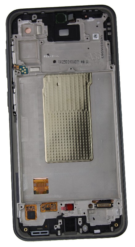 Ekranas Samsung A366 A36 5G su lietimui jautriu stikliuku ir rėmeliu Black OLED (real size)