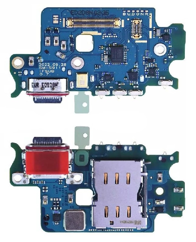 Lanksčioji jungtis Samsung S911 S23 su įkrovimo kontaktu, mikrofonu, SIM lizdu originali (used Grade A)