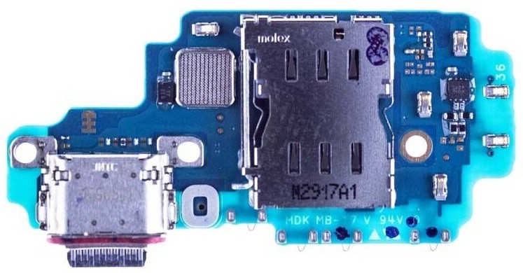 Lanksčioji jungtis Samsung S918 S23 Ultra su įkrovimo kontaktu, mikrofonu, SIM lizdu originali (used Grade A)