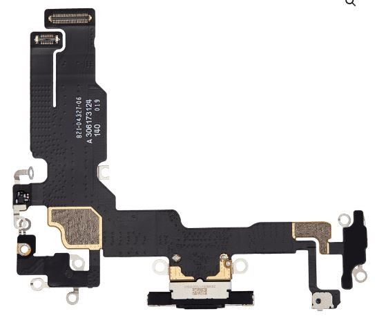 Lanksčioji jungtis skirta iPhone 15 įkrovimo kontaktų, su mikrofonu Black originali (used Grade A)