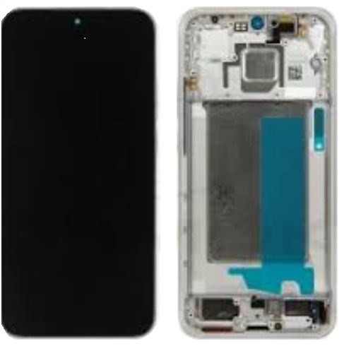 Ekranas Xiaomi Poco F7 5G su lietimui jautriu stikliuku ir rėmeliu Silver White originalus (service pack)