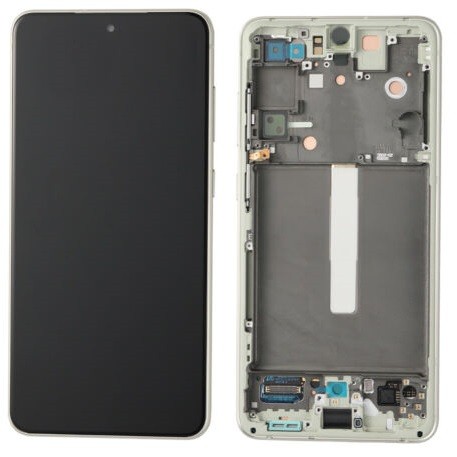 Ekranas Samsung G990 S21 FE 5G su lietimui jautriu stikliuku ir rėmeliu Olive originalus (used Grade A)