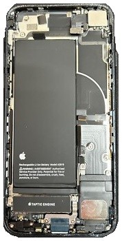 Galinis dangtelis iPhone SE 2022 Black pilnas su šleifais ir baterija originalus (used Grade B)