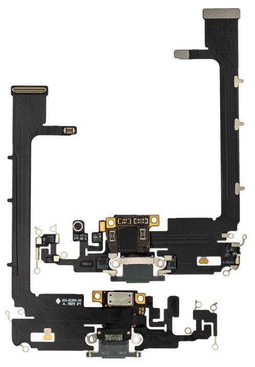 Lanksčioji jungtis skirta iPhone 11 Pro Max įkrovimo kontaktų, su mikrofonu Space Grey originali (used Grade A)