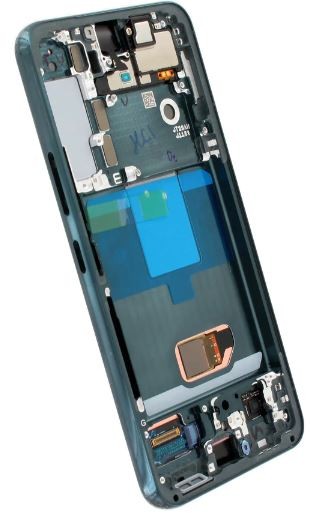 Ekranas Samsung S901 S22 5G su lietimui jautriu stikliuku ir rėmeliu Green originalus (used Grade A, without buttons)