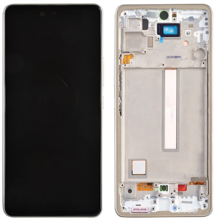 Ekranas Samsung A536 A53 5G 2022 su lietimui jautriu stikliuku ir rėmeliu Awesome White originalus (used Grade A)