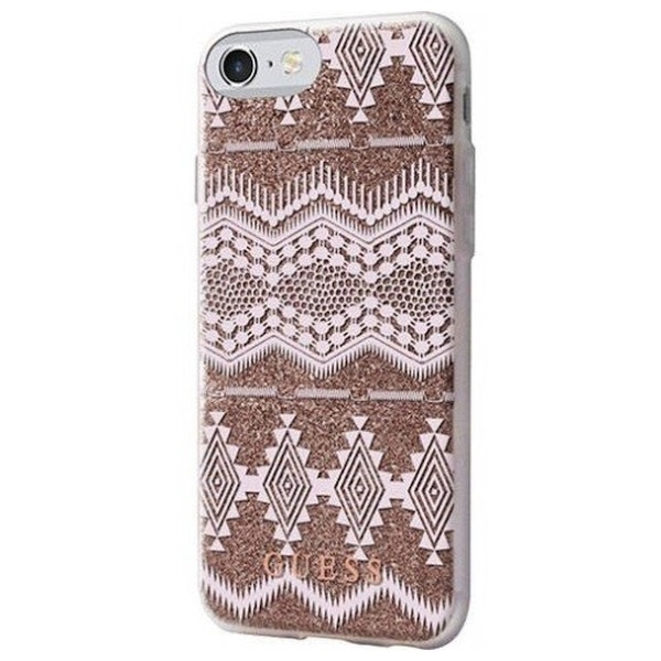 Guess GUHCP7TGTA iPhone 7/8/SE 2020/ SE 2022 taupe kietas dėklas Aztec Tribal 3D