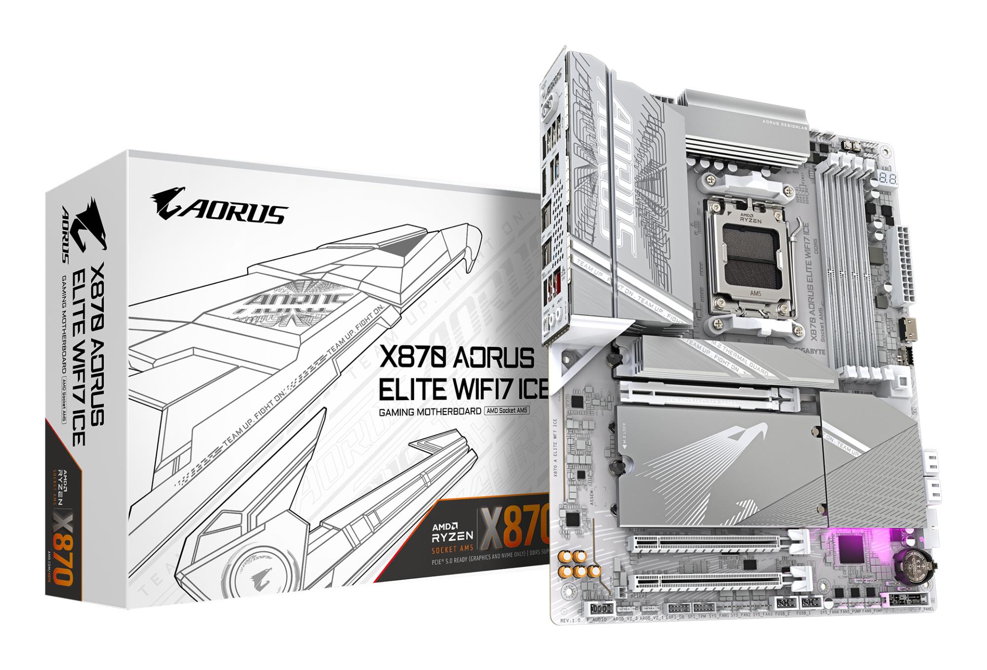 Pagrindinė plokštė GIGABYTE X870 AORUS ELITE WIFI7 ICE AMD X870 Socket AM5 ATX DDR5