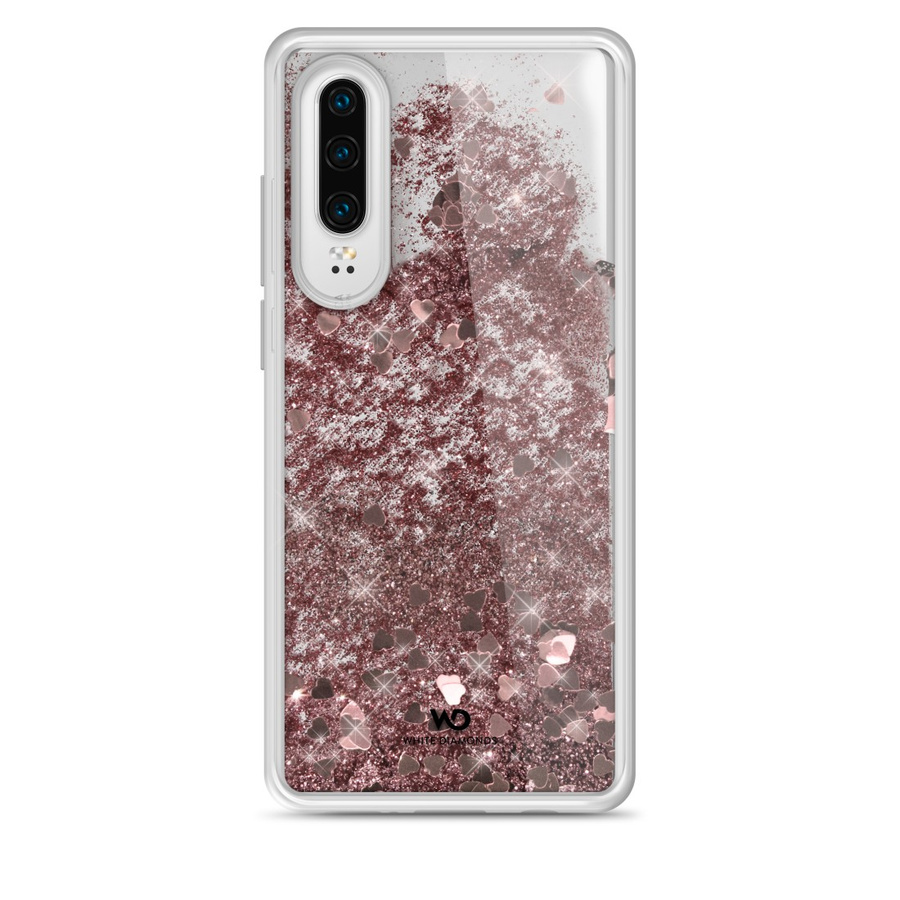 HAMA WHITE DIAMONDS Blizgantis dėklas HUAWEI P30 rožinis auksinis HEARTS