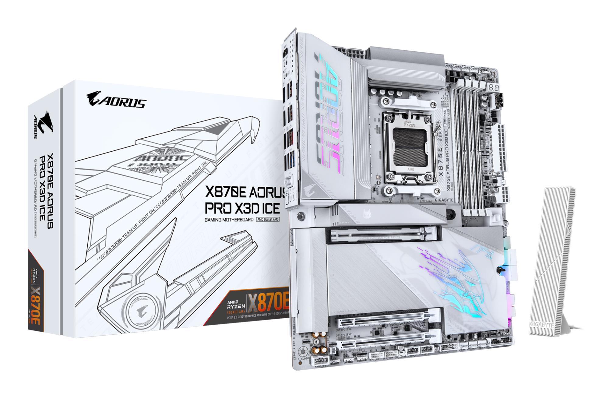 Pagrindinė plokštė GIGABYTE AMD X870E AM5 ATX DDR5 4 lizdai Wi-Fi Bluetooth 4xM.2 ICE