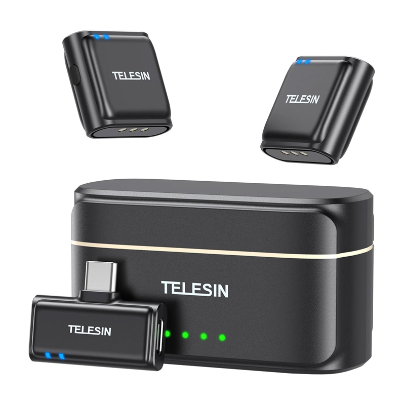 TELESIN belaidis prisegamas mikrofonas + išorinė baterija telefonams (USB-C)