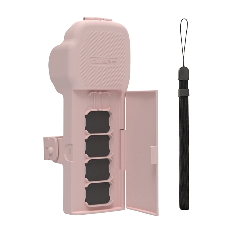 Sunnylife apsauginis dėklas su dirželiu ir virvute Osmo Pocket 3 (rožinis)