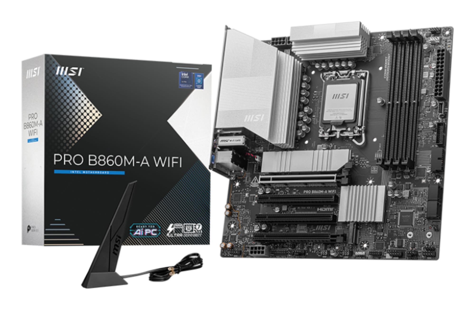 Pagrindinė plokštė MSI PRO B860M-A WiFi Intel B860 LGA1851 Micro-ATX DDR5