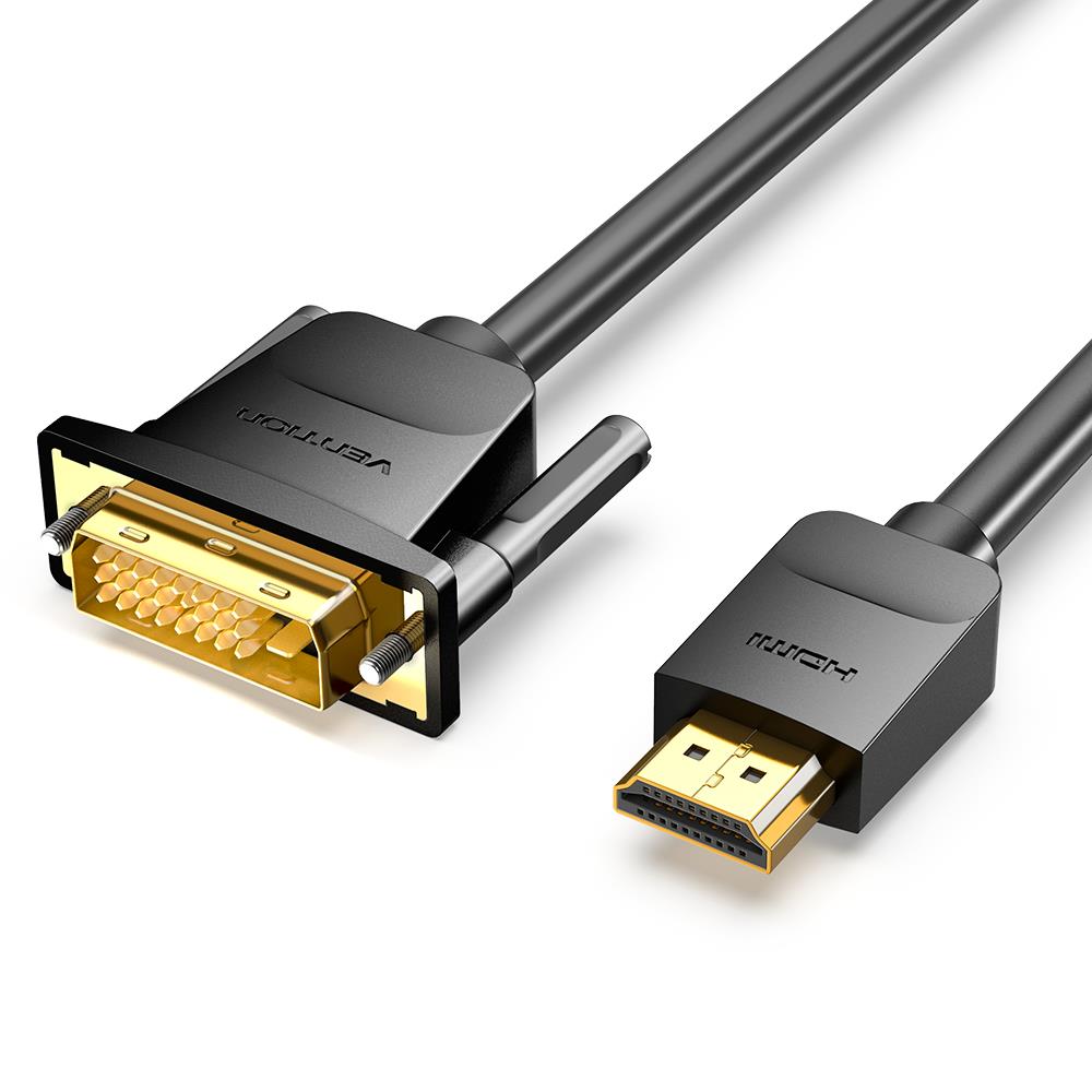 HDMI do DVI kabelis (24+1) Vention ABFBF 1 m, 4K 60Hz/ 1080P 60Hz (juodas)
