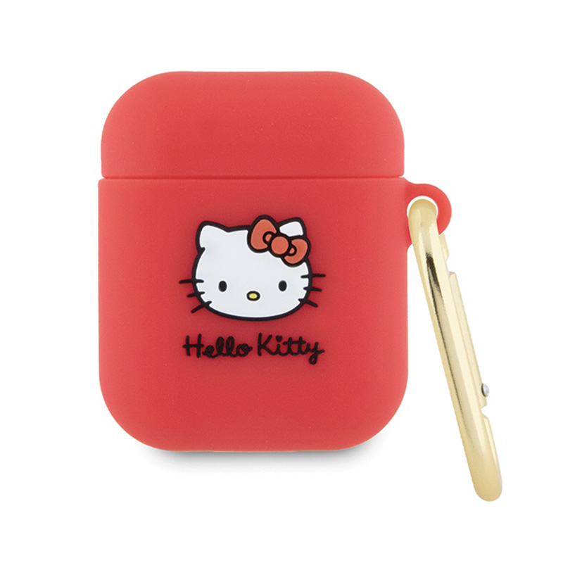Hello Kitty Silikoninis 3D Kitty galvos dėklas AirPods 1/2 - Fuksija