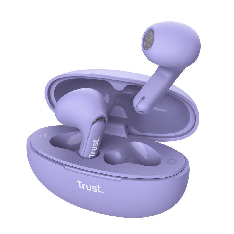Trust Yavi - belaidis Earbuds Bluetooth TWS with Charging dėklas & ENC (violetinis)