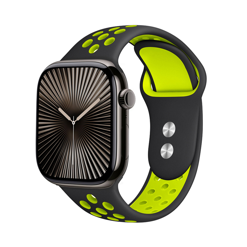 Crong Duo sporto - Apple Watch Band 38/40/41/42 mm (juodas/žalsvai geltonas)