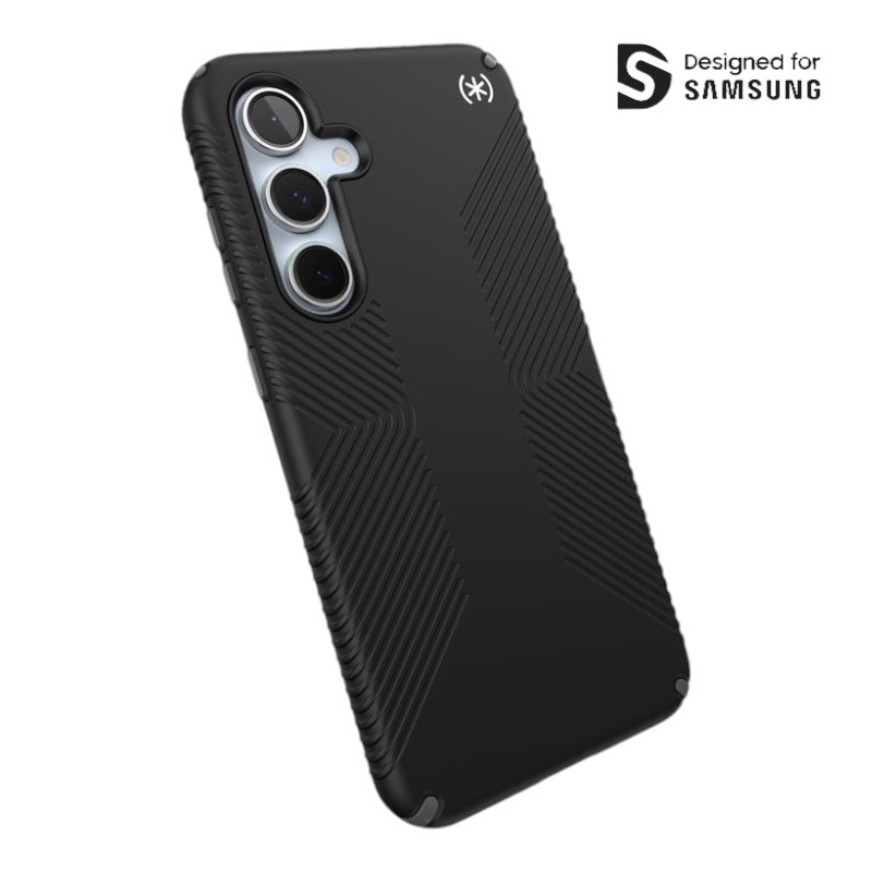 Speck Presidio2 Grip - Samsung Galaxy S24 FE dėklas (juodas/Slate pilkas/baltas)